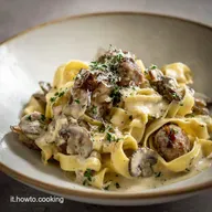 Tagliatelle Funghi e Salsiccia Cremose