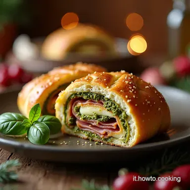 Tovagliolo albero di Natale Brioche Albero Pesto e Prosciutto Scheda ricetta