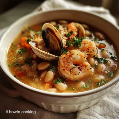 Fagioli Bianchi con Vongole e Gamberi Ready in 40 Minutes Scheda ricetta