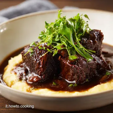Guancia di Manzo Brasata al Vino Rosso per 4 Porzioni Scheda ricetta