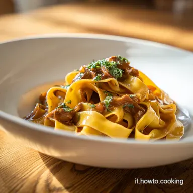 Pappardelle Rag&ugrave; Bianco Coniglio per 4 Scheda ricetta