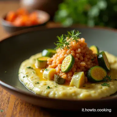Sformatino di Zucchine su Crema di Piselli con Mazzancolle Ricetta Elegante Scheda ricetta