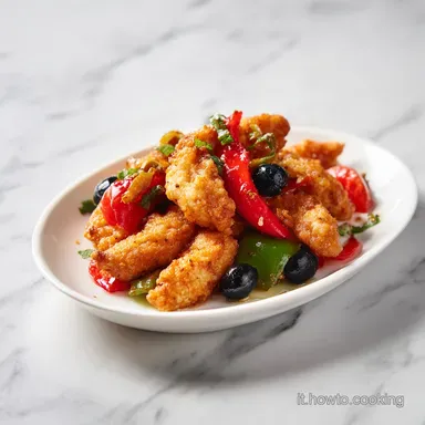 Straccetti di Pollo con Peperoni e Olive Nere in 25 Minuti Scheda ricetta