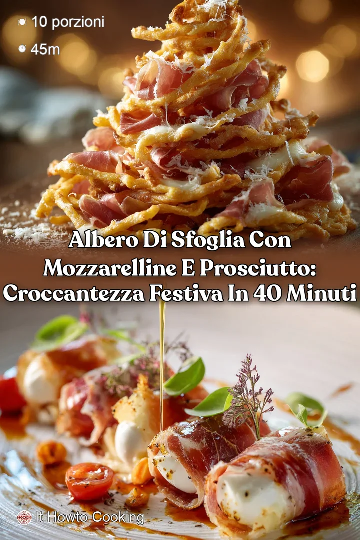 Albero di sfoglia con mozzarelline e prosciutto: Croccantezza festiva in 40 minuti