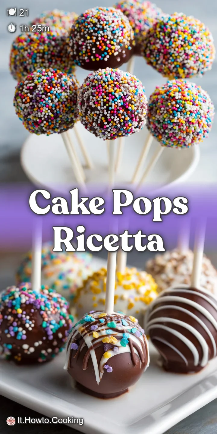 Close-up of a frosted cake pop; vivid rainbow sprinkles adorn smooth, melted chocolate. A tempting bite-sized confection.