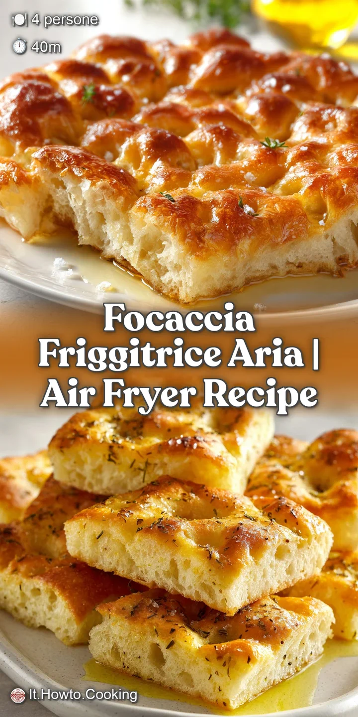 Primo piano di una crosta dorata e alveolata, con gocce d'olio che brillano e piccoli rametti di rosmarino fresco.