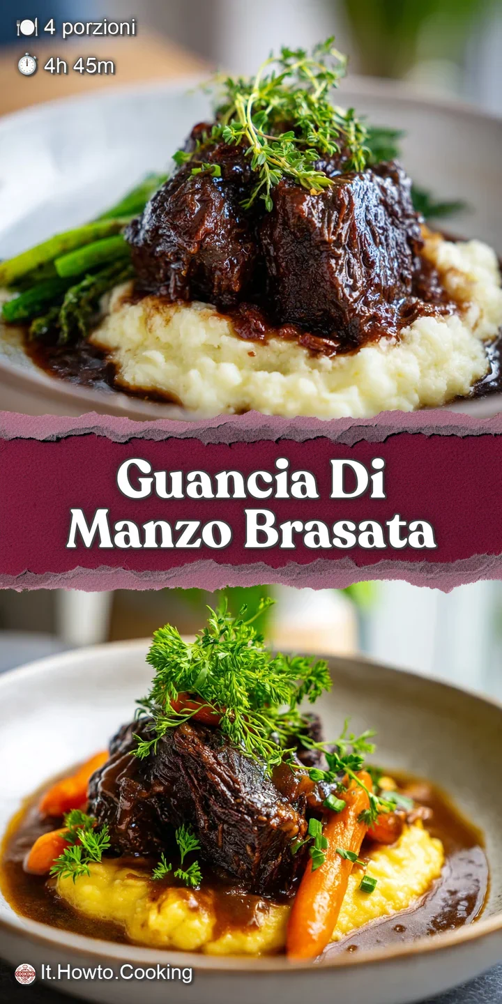 Close-up of tender braised beef, glistening with a rich, dark sauce. Visible strands show a fall-apart texture, promising ...