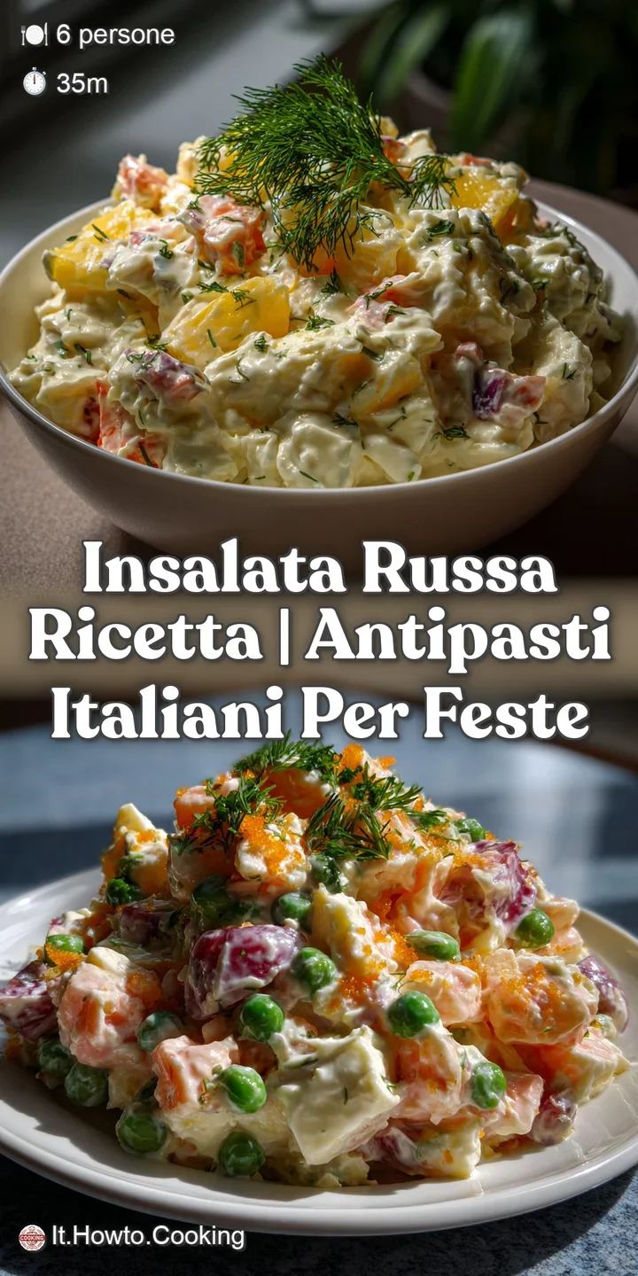 Close-up of the creamy, textured salad, revealing the finely diced vegetables, a swirl of mayonnaise, and a delicious, inv...