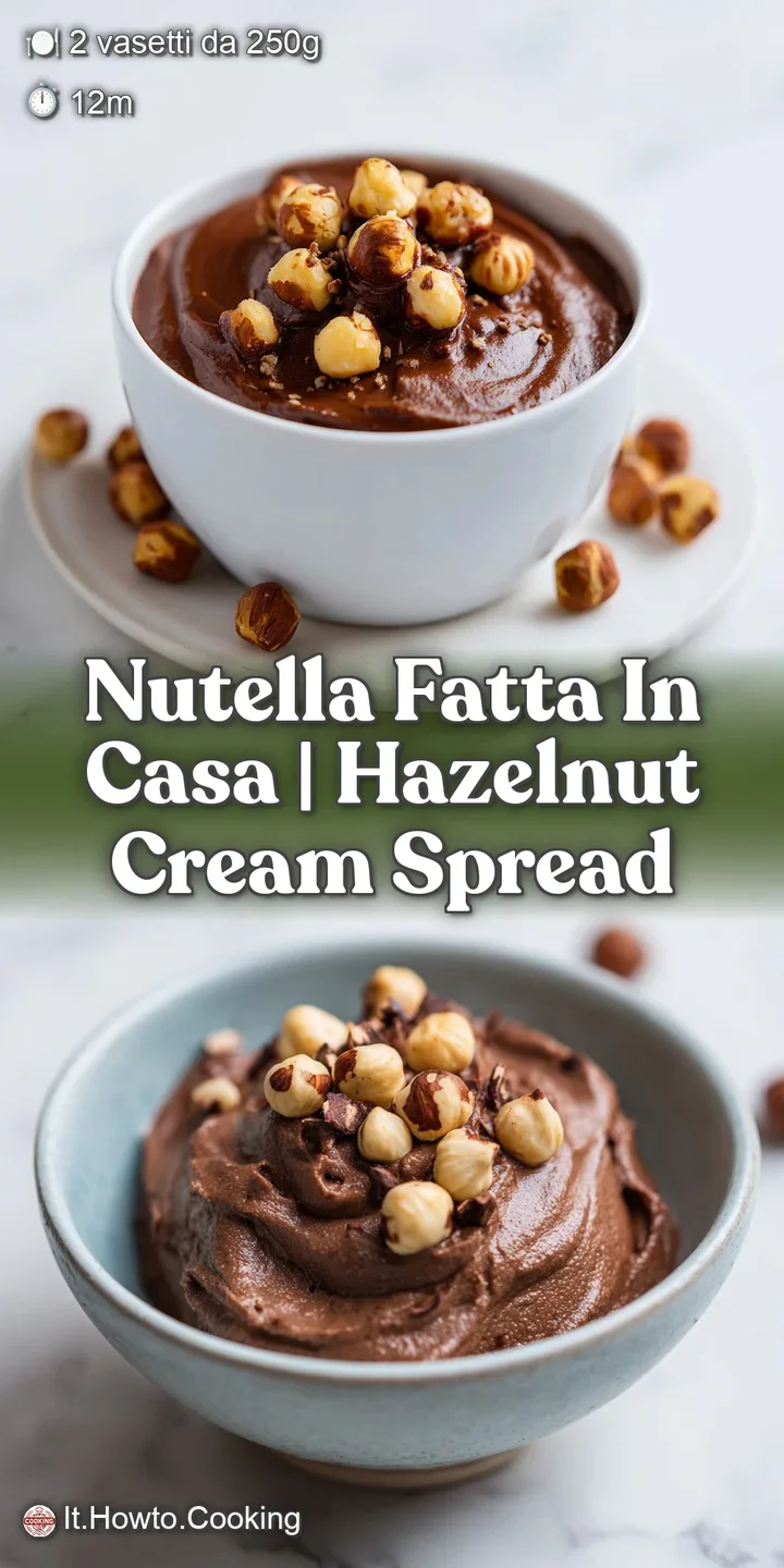 Primo piano di una crema di nocciole scura e setosa, con riflessi luminosi sulla superficie liscia e densa.