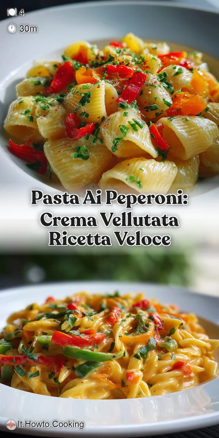 Close-up of the pasta. The creamy orange sauce clings to each strand, studded with bits of blistered peppers. Steaming and...