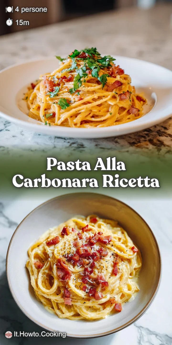 Close-up of rich carbonara: Silky sauce clings to pasta strands with bits of browned pancetta and freshly ground pepper.