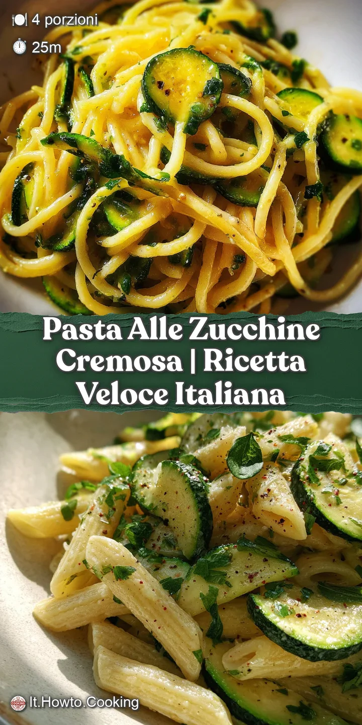 Close-up shot of glossy zucchini pasta, showcasing the creamy sauce clinging to the noodles, flecks of pepper, inviting an...