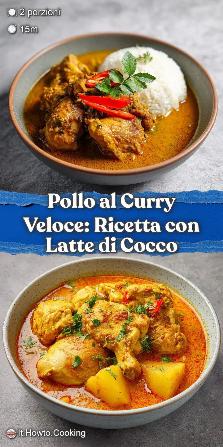 Close-up of tender chicken pieces simmered in a rich, golden coconut curry sauce with fresh herbs. Aromatic and comforting...