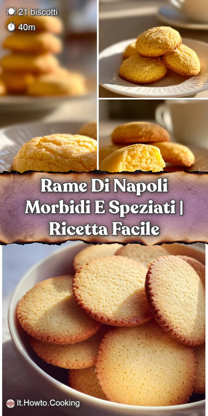 Close-up shot of a soft Rame di Napoli cookie, revealing its textured surface and a delicate dusting of fine powdered sugar.