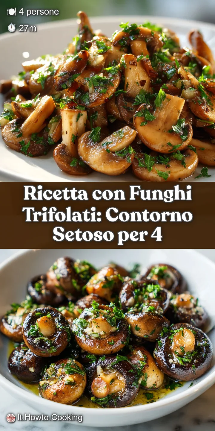 Close-up of glistening, richly-browned mushrooms tossed in fragrant herbs, showing the pan-fried texture & oily sheen, dee...