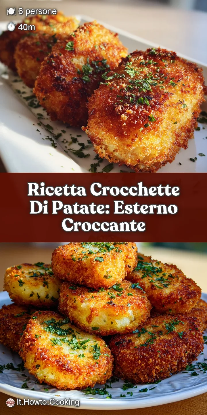 A close-up reveals the golden-brown, slightly crisp texture of a potato croquette, hinting at the soft, savory potato within.