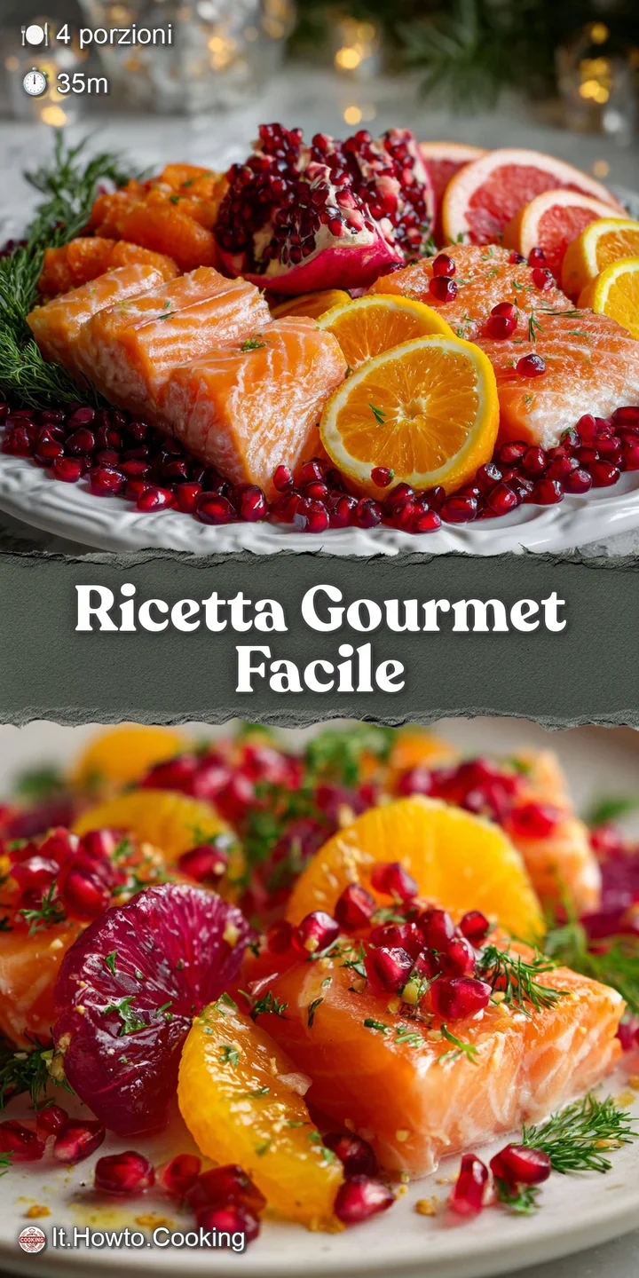 Close-up captures glistening salmon with fresh dill, creamy cheese, and juicy pomegranate. Festive and flavorful appetizer...