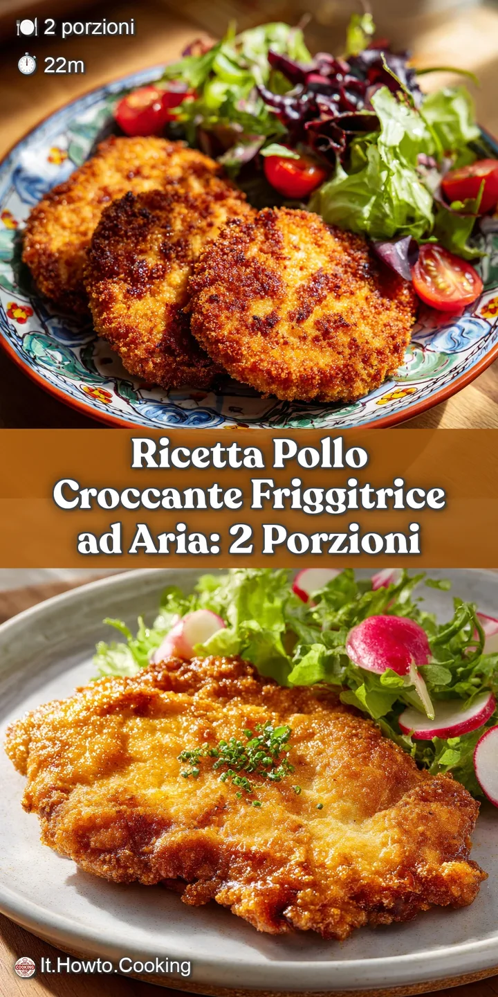 Close-up of a juicy, crispy piece of air-fried chicken, showcasing the golden-brown crust and moist interior, flecked with...