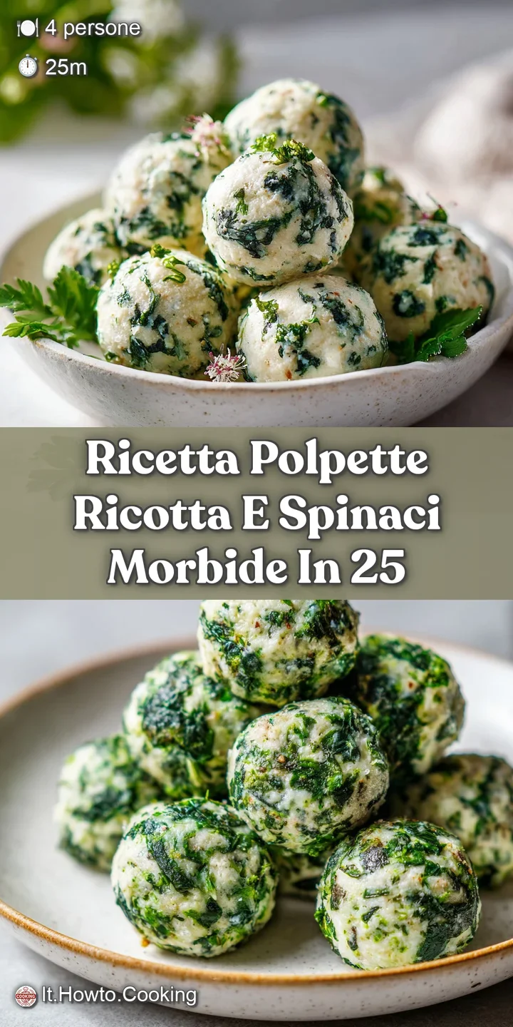 Close-up of a juicy, golden-brown spinach and ricotta meatball, revealing the soft texture and melted cheese within.