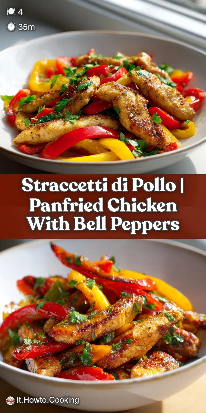 Dettaglio ravvicinato di pollo ben rosolato e peperoni colorati, dalla consistenza morbida e superficie lucida.