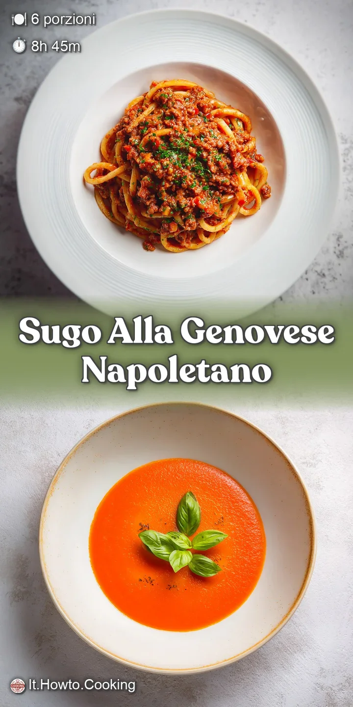 Close-up of glistening, slow-cooked meat in a deeply golden onion sugo. Rich, glistening sauce coats every strand, promisi...