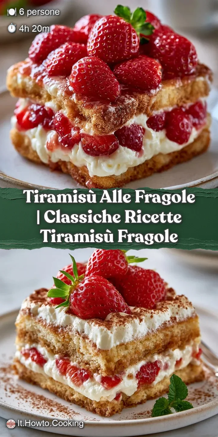Primo piano ravvicinato di una crema bianca densa e vellutata con pezzetti di fragole rosse succose e molto lucide.