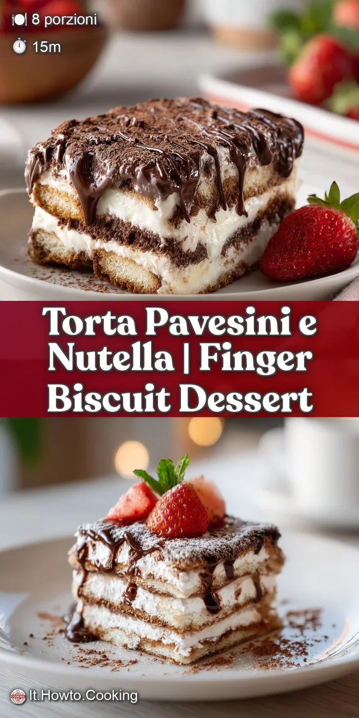 Close-up of a decadent slice revealing smooth Nutella ganache and delicate biscuit layers.