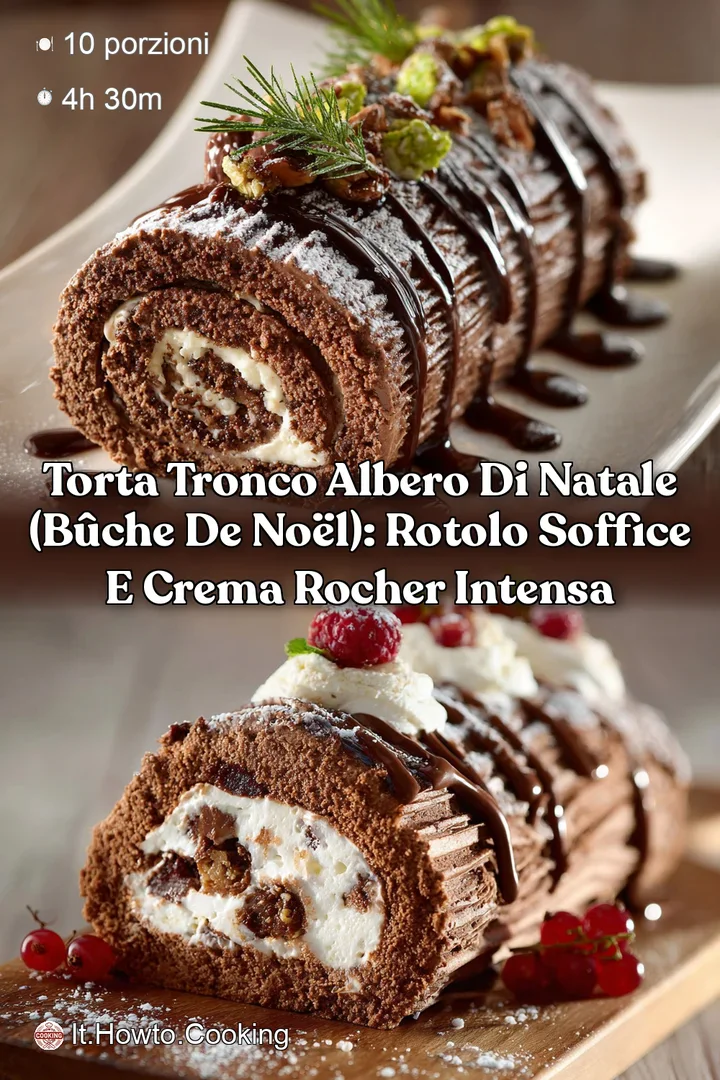 Torta Tronco albero di Natale (B&ucirc;che de No&euml;l): Rotolo soffice e Crema Rocher intensa