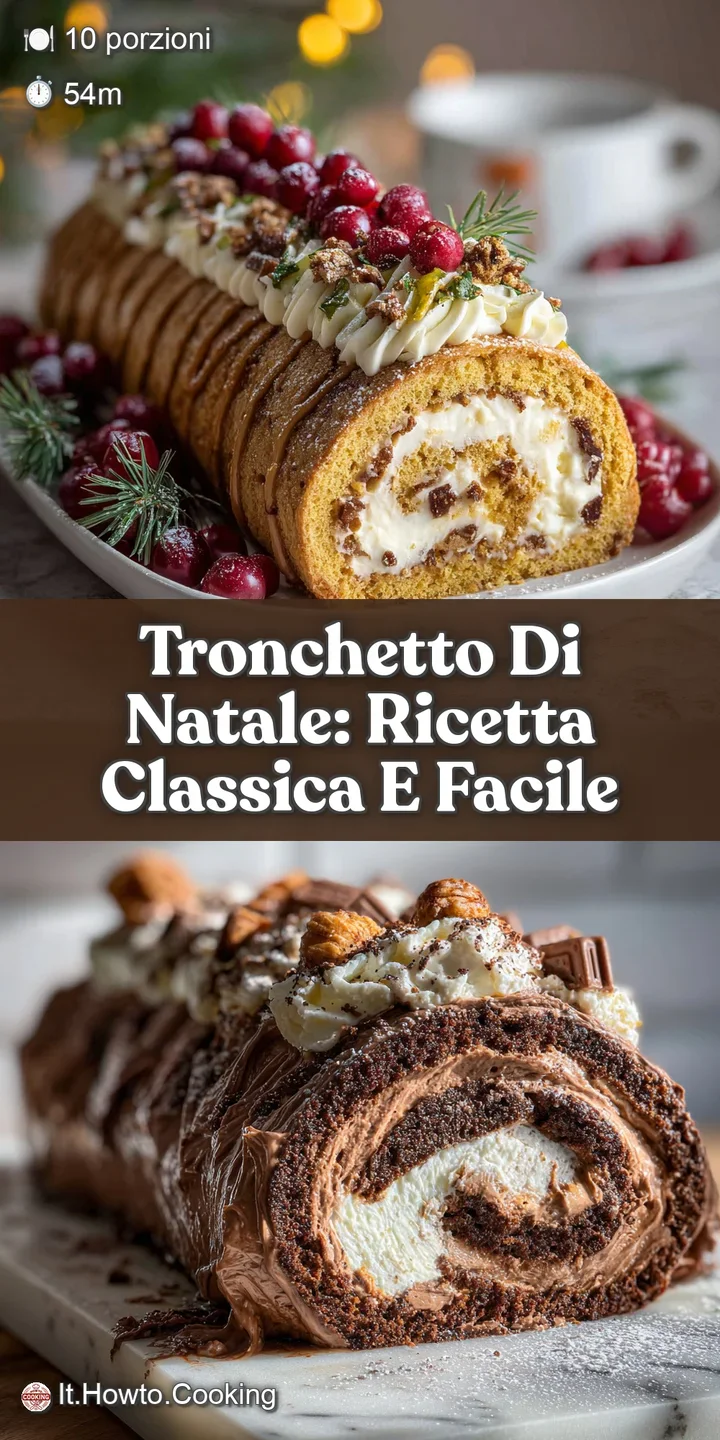 Close-up of a creamy mascarpone-filled yule log with a glossy chocolate ganache, showcasing its decadent texture and rich ...