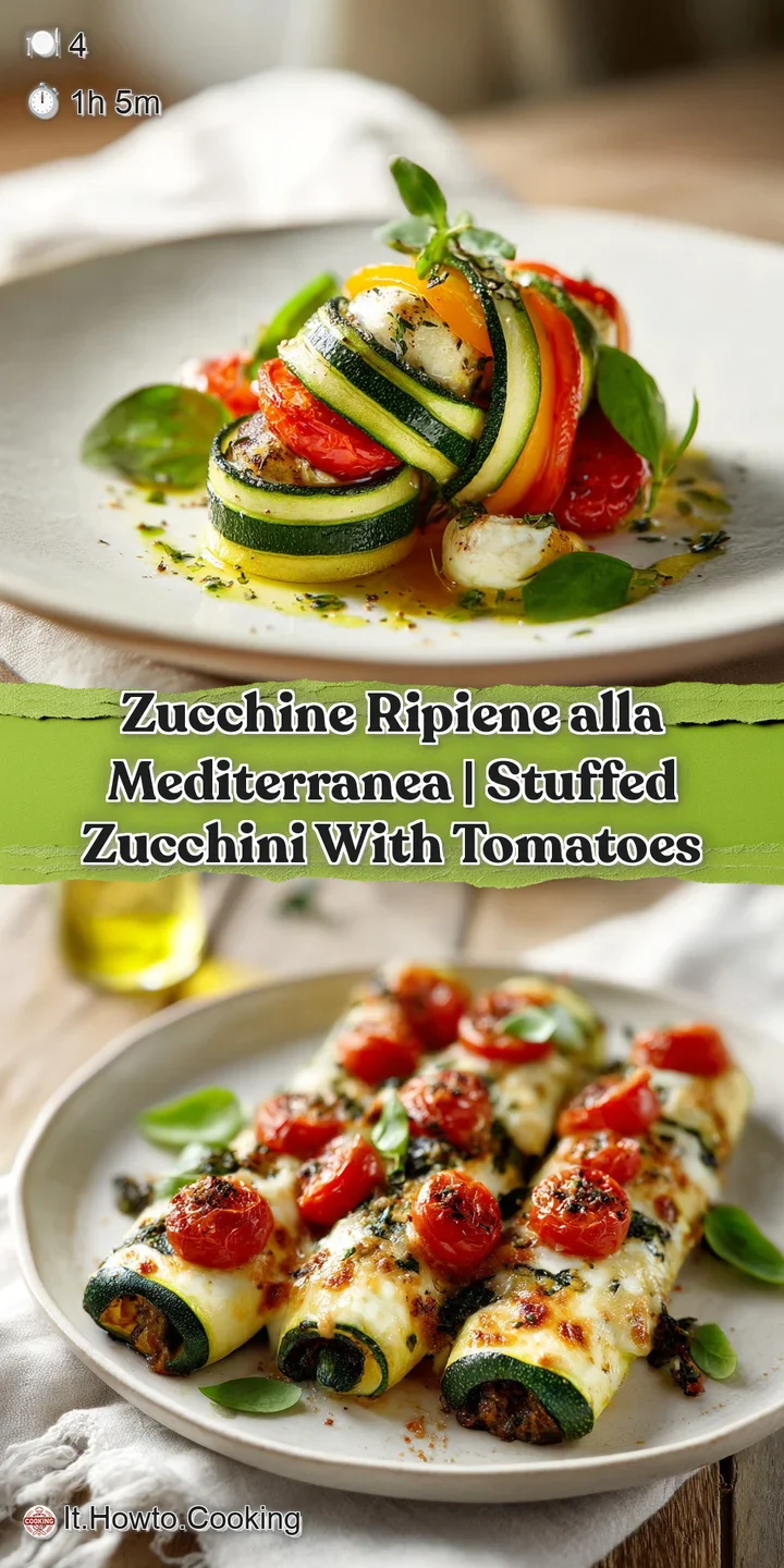 Close-up of tender zucchini halves baked with a savory, herb-flecked stuffing, glistening and warm.
