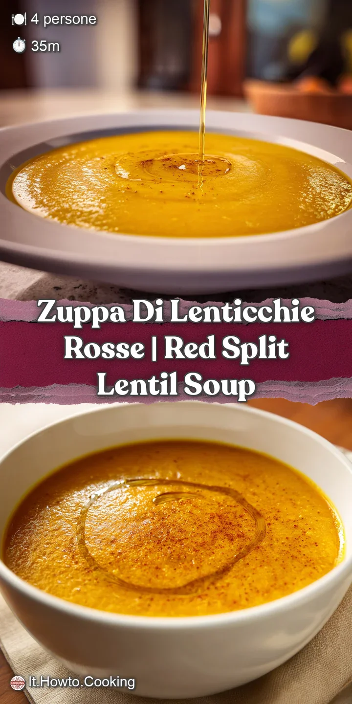 Primo piano di una crema arancio calda e densa, con vapore leggero, gocce d'olio e una spolverata di pepe nero macinato.