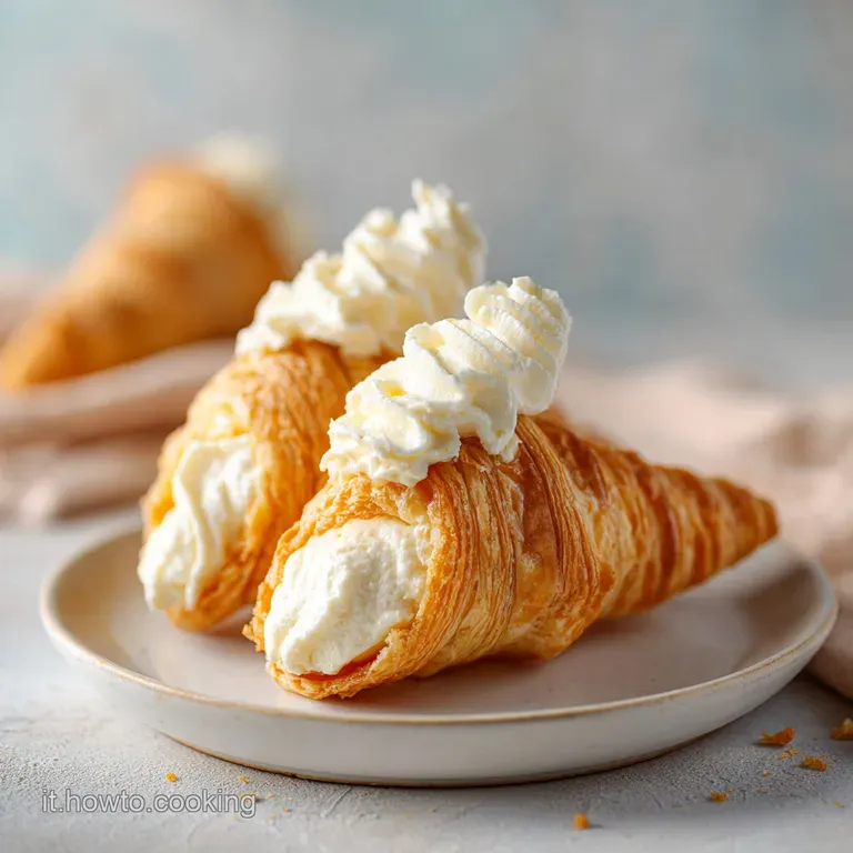 Arranged in a charming pattern, delicate cream-filled pastry cones glisten under soft light.