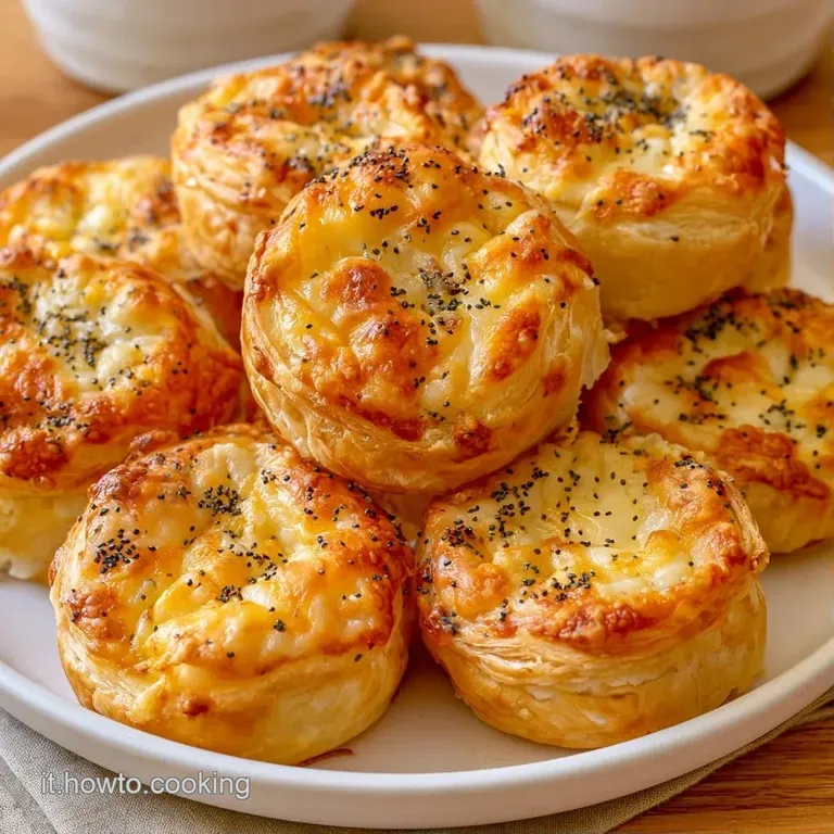 Piccoli involtini di pasta sfoglia dorati su un piatto bianco, spolverati di zucchero a velo bianco e finissimi.