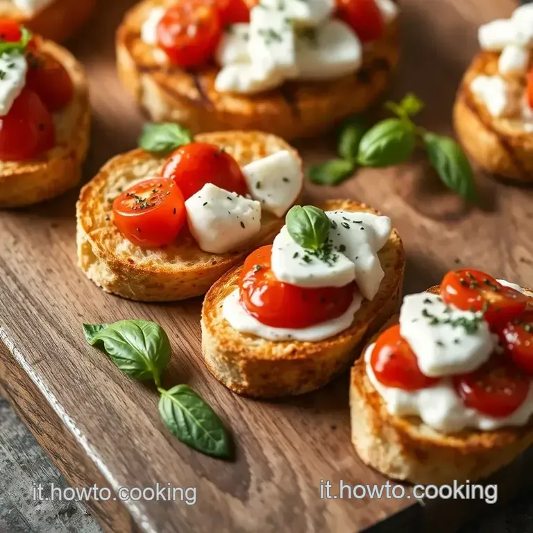 Crostini Con Pomodori Basilico E Ricotta Salata presentation