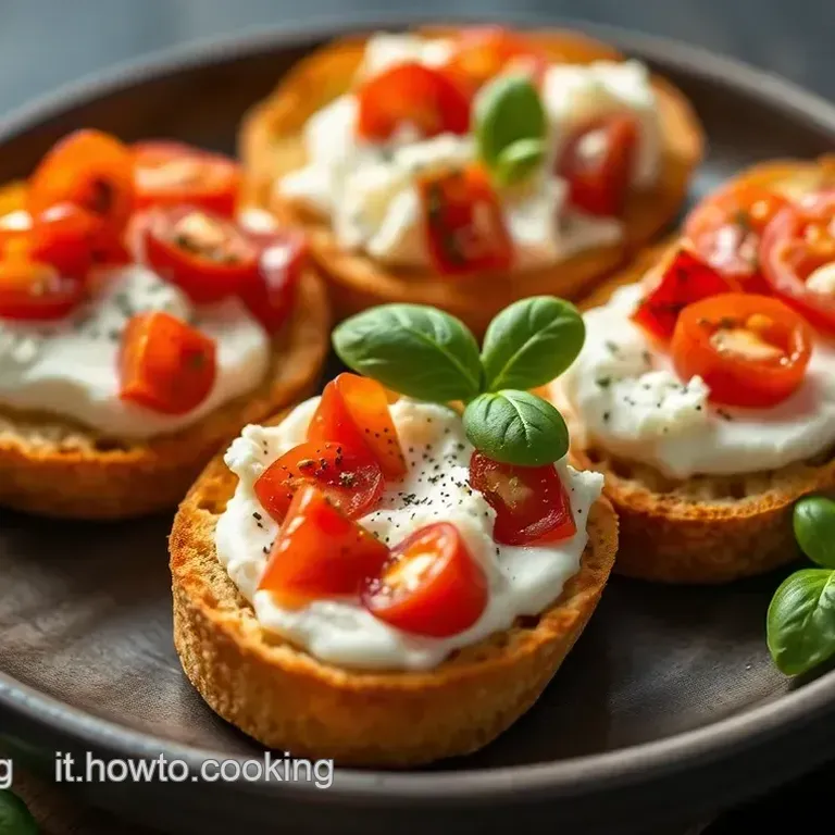 Crostini con Pomodori Basilico e Ricotta Salata