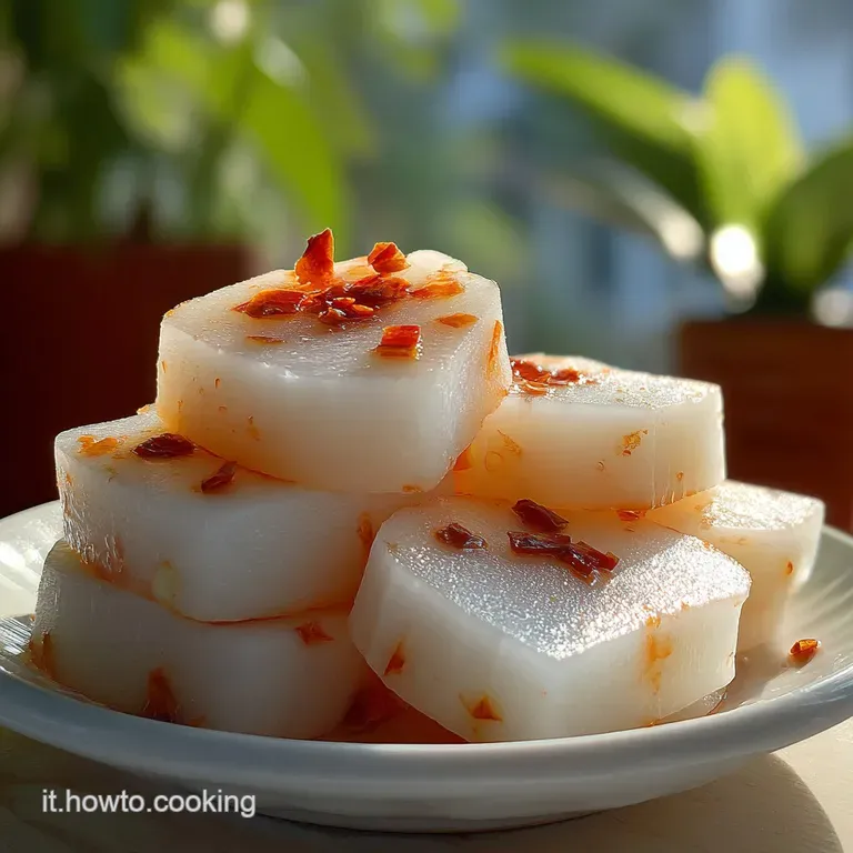 Elegant plate of tender rice gnocchi, bathed in rich sauce, a sprinkle of vibrant greens, with steam gently rising.