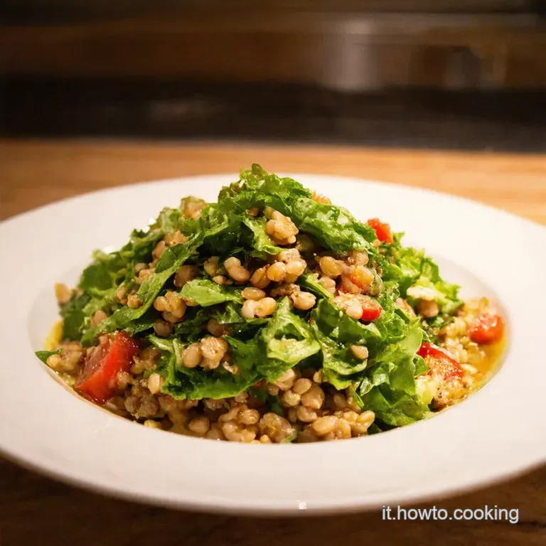 Insalata Di Farro Con Gamberi E Pesto Di Rucola presentation