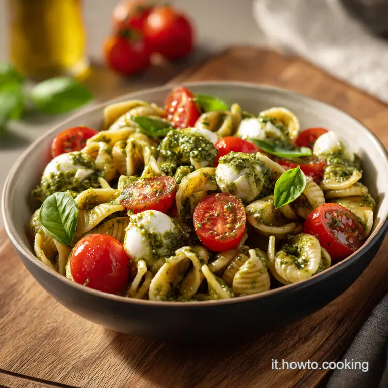 Insalata Di Pasta Alla Caprese Con Pesto Di Rucola presentation
