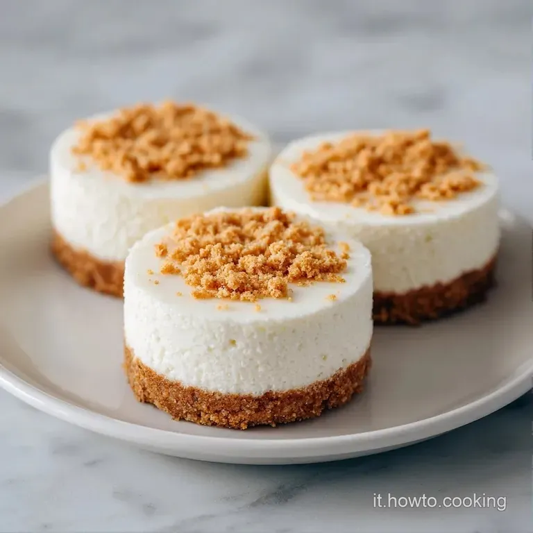 Tortini salati disposti con cura su un piatto bianco, contrasto tra la crema densa e la base di biscotto sgranata.