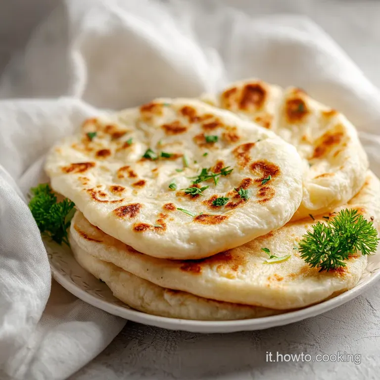 Torn pita bread pieces arranged on a rustic platter, showing their soft, airy texture and golden hue.