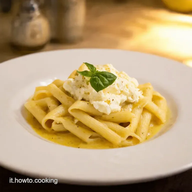 Pasta Con Ricotta Limone E Basilico presentation