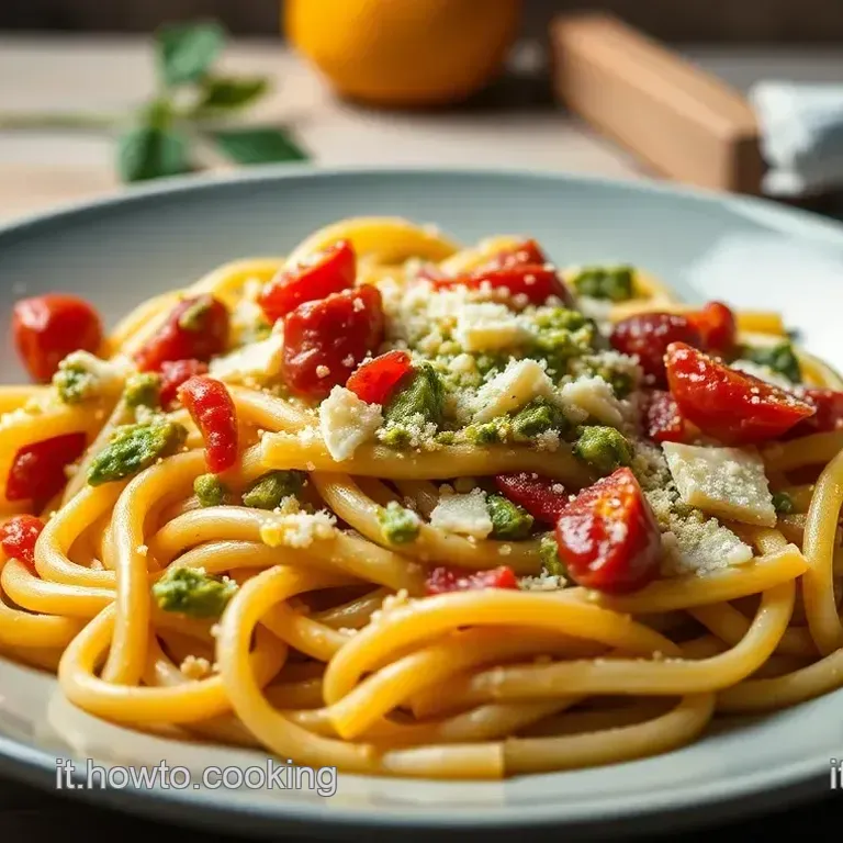 Pasta Fredda Tricolore con Pesto di Pistacchi e Burrata