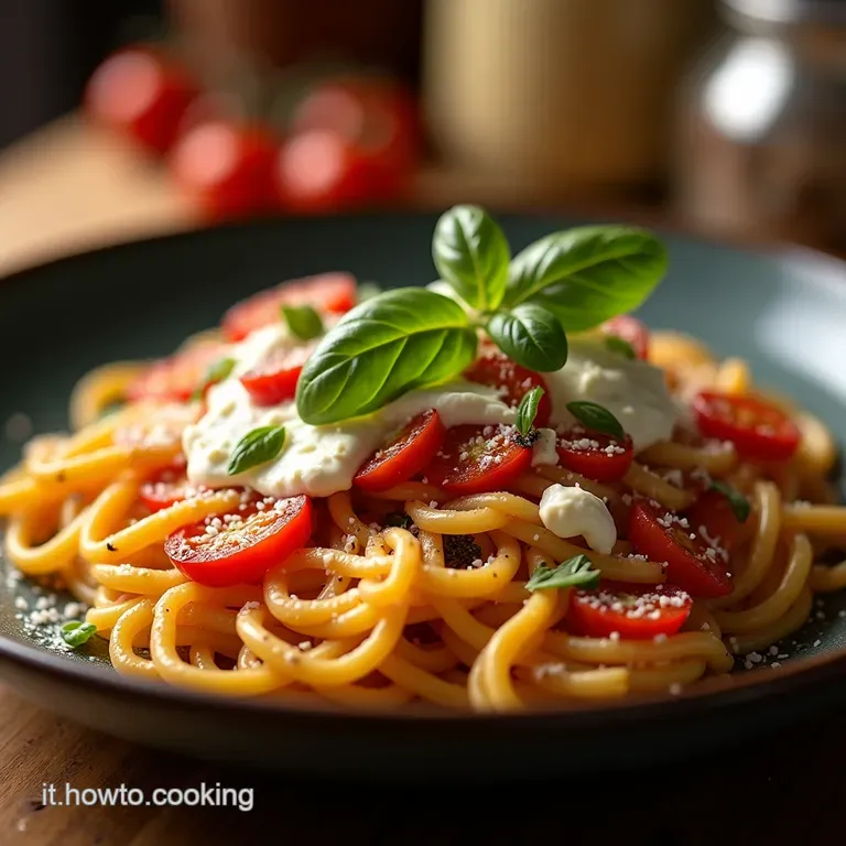 Pasta Rustica Peperoni Dolci Arrostiti E Crema Di Ricotta Al Basilico presentation