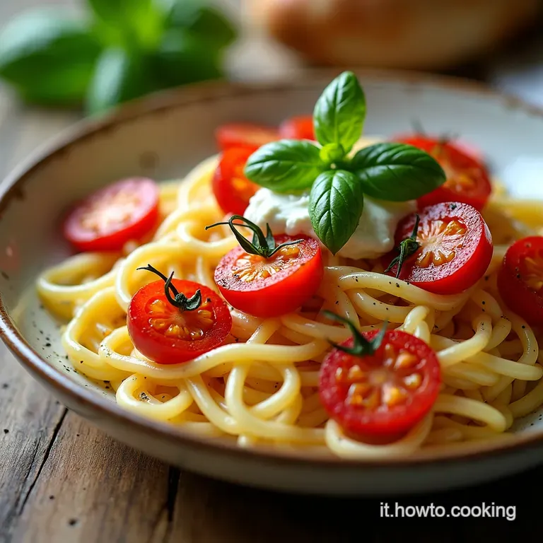 Pasta Rustica Peperoni Dolci Arrostiti e Crema di Ricotta al Basilico