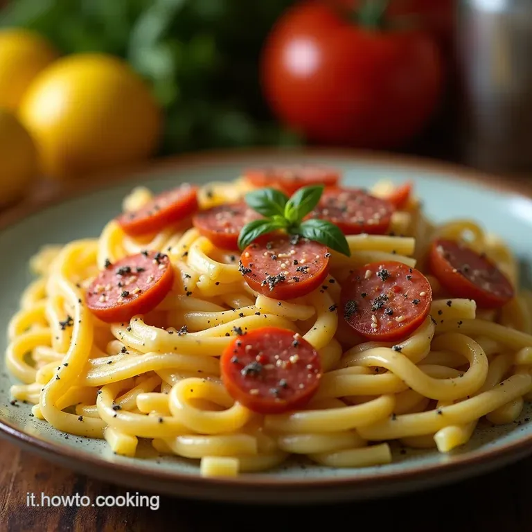Pasta Cremosa Salsiccia Limone E Pepe Il Gusto Brillante Dellinverno E Della Primavera presentation