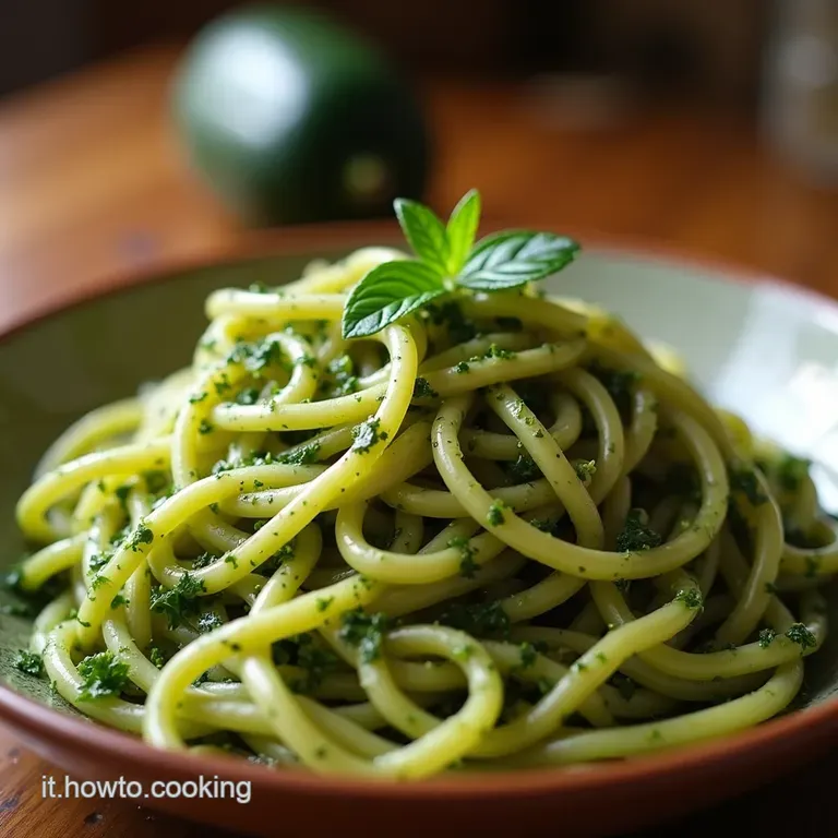 Loro Verde Pasta Cremosa Con Zucchine E Profumo Di Menta Fresca presentation