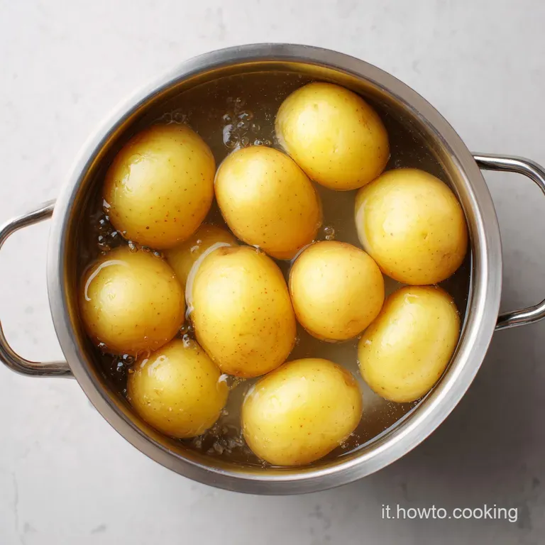 Steaming, tender potatoes artfully arranged on a white plate, drizzled with bright green herbs and extra virgin olive oil.