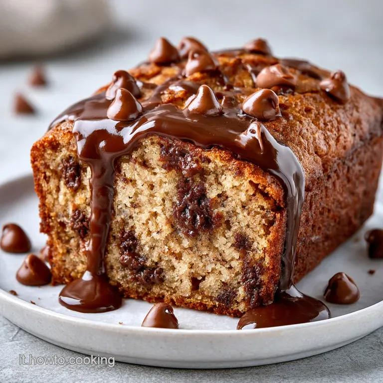 Fetta di dolce alta e spugnosa su piatto bianco, decorata con scaglie di cioccolato e frutti di bosco freschi e rossi.