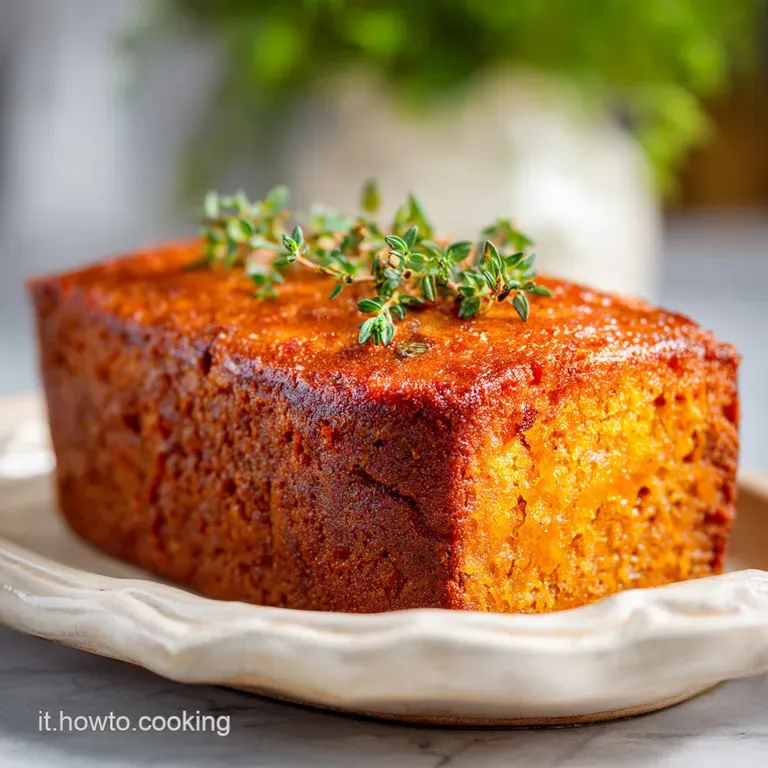 Slice of tender polpettone with a glistening interior, artfully plated with vibrant green herbs and a drizzle of rich sauce.