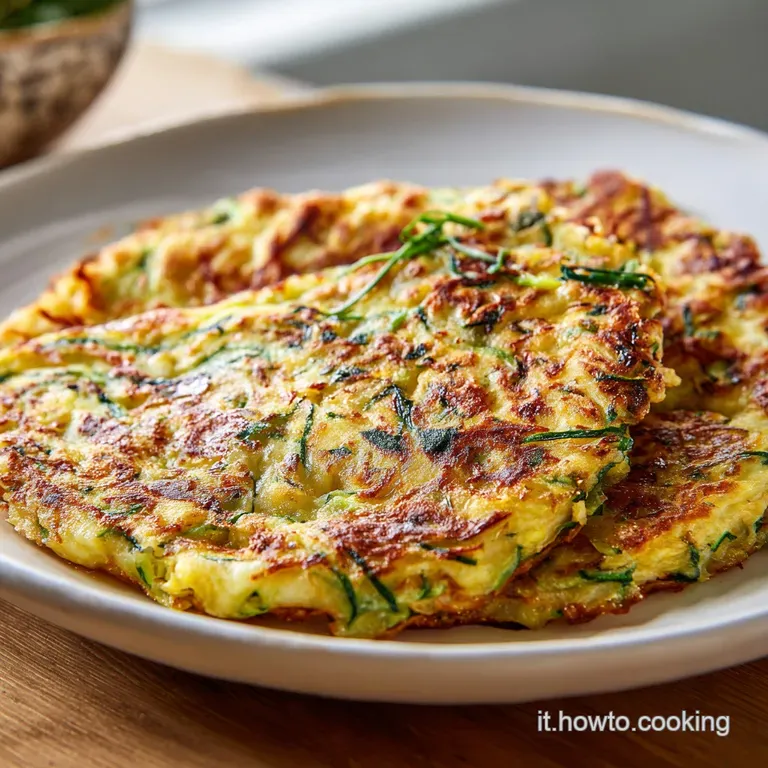 A rustic slice of zucchini schiacciata, golden-brown with tender, bubbly crust, on a white plate.